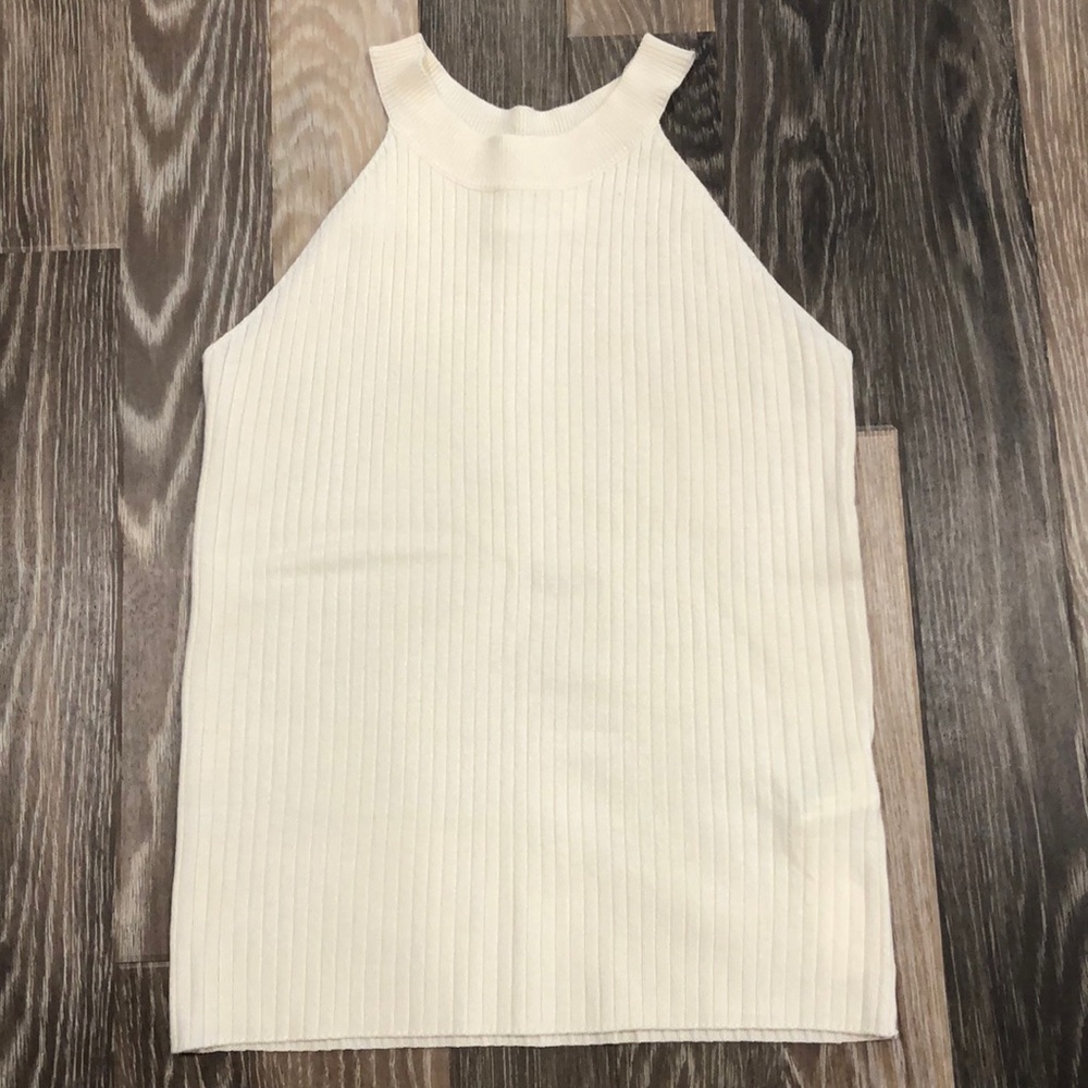 Zara girls ribbed sweater tank top in cream. Size 13-14.